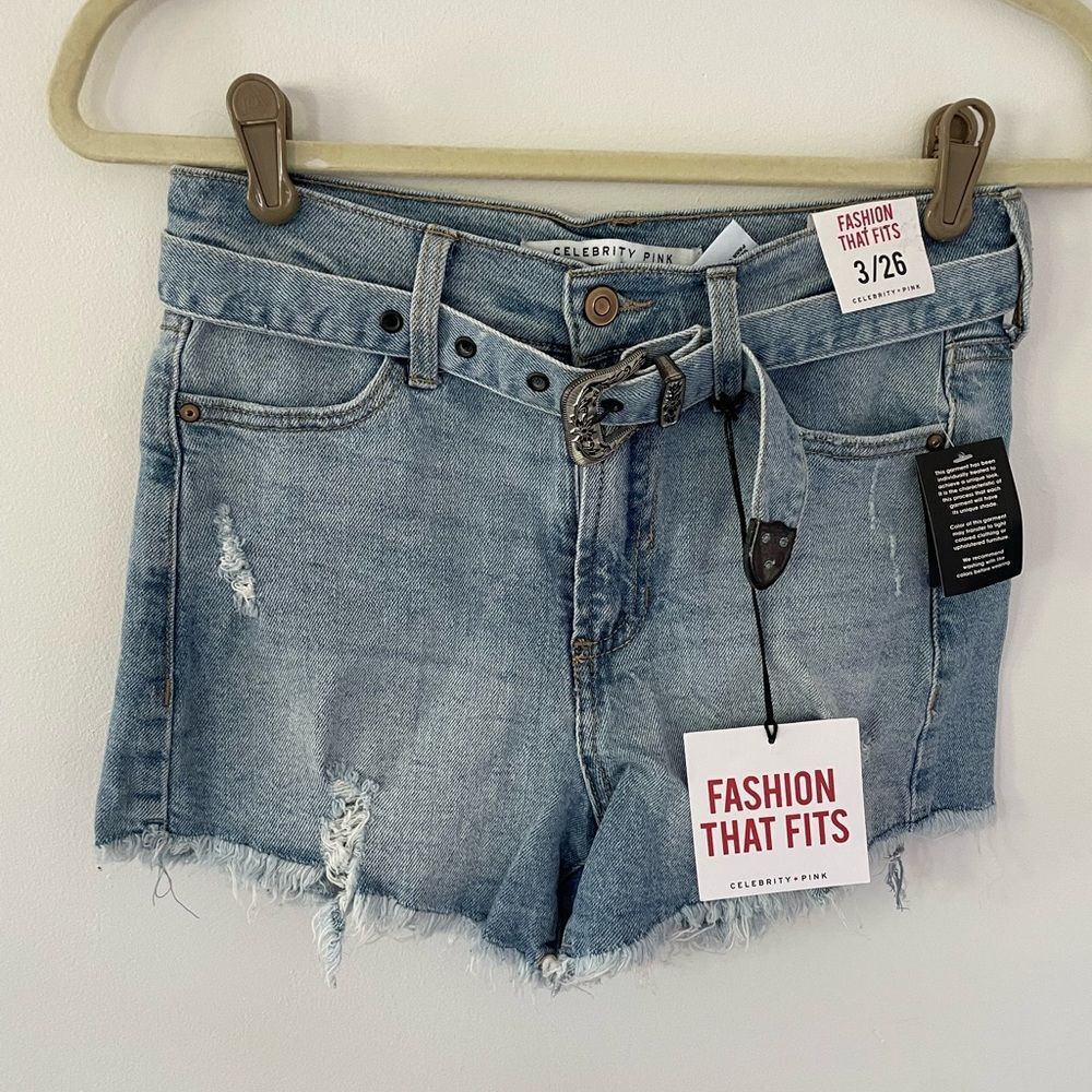 Celebrity Pink Distressed Denim Shorts, Sz 3/26 NWT